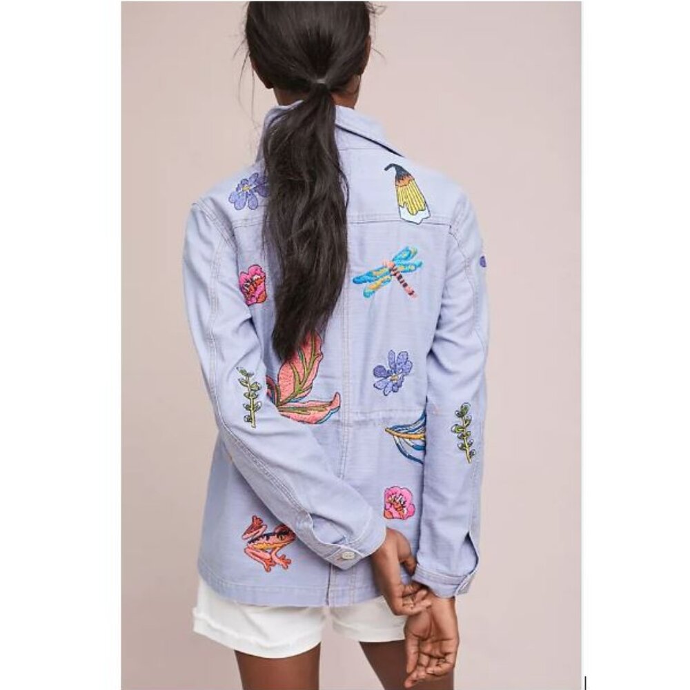 Anthropologie Embroidered Patch Jacket in Lavender – Size Small - NWOT - Picture 3 of 8